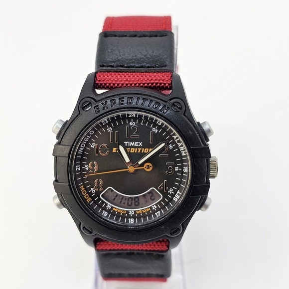 Timex Other - Timex Expedition Analog Digital Men's Watch 40MM NEW Red Nylon Bands NEW Battery